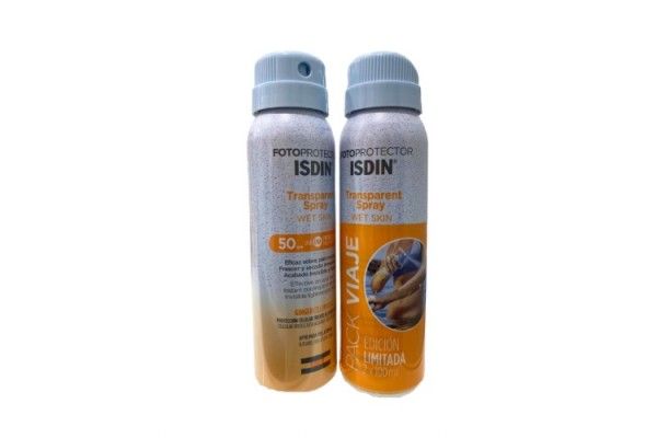 FOTOPROTECTOR ISDIN TRANSPARENT SPRAY WET SKIN SPF50 2X100 ML